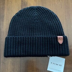 Coach Rib Knit Merino Wool Hat Black